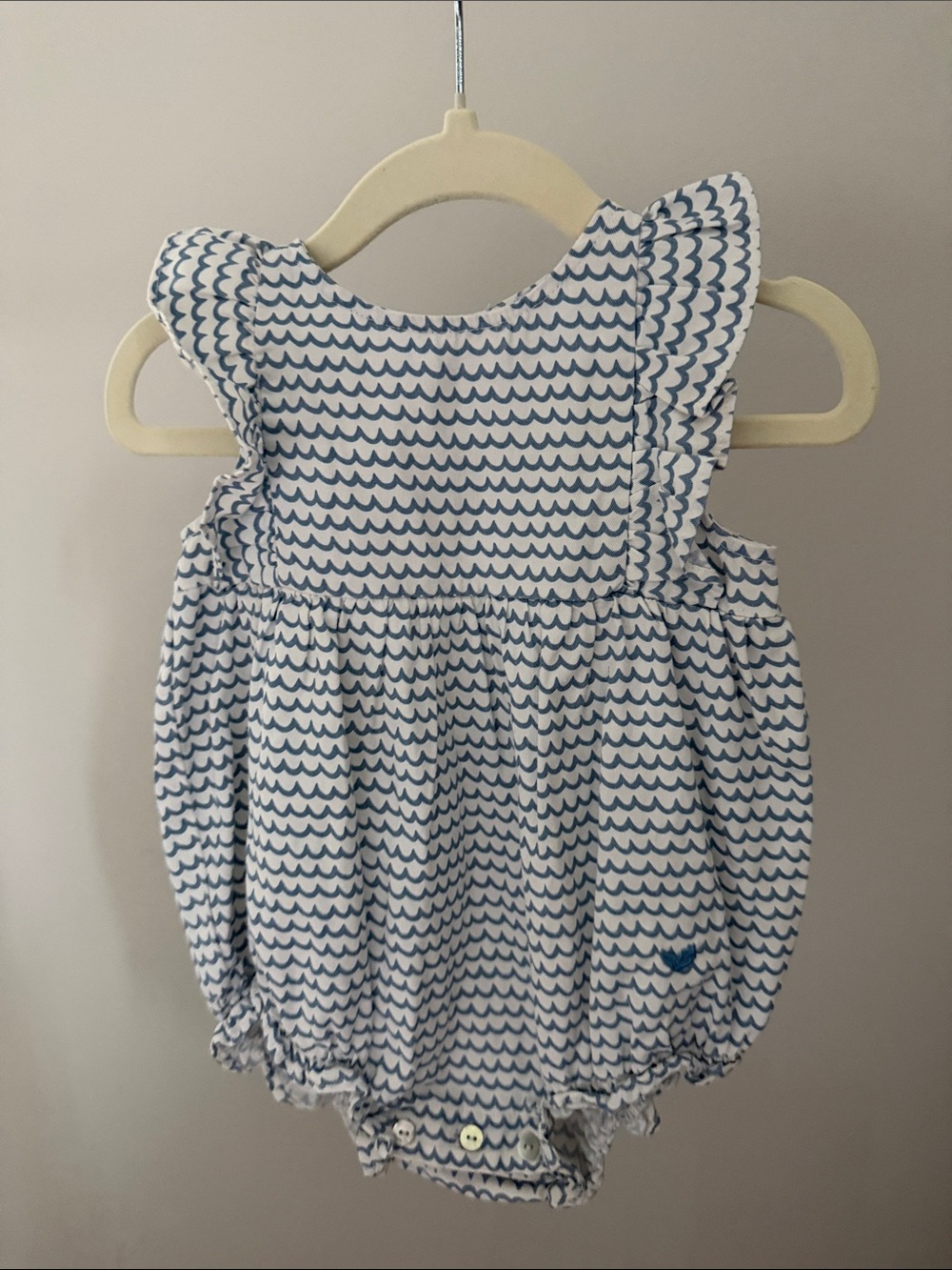 Petite Plume Blue Wave Print Baby One-Piece